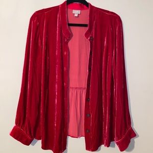 Pink Velvet long sleeve button up